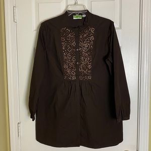 Chico’s Long Brown beaded top